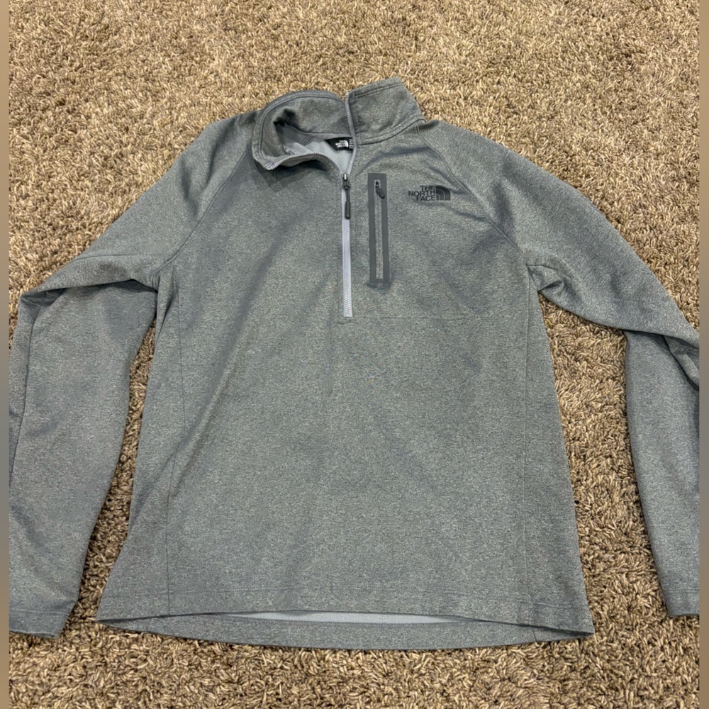 North Face Gray Zip Up Sweater with Classic Style
